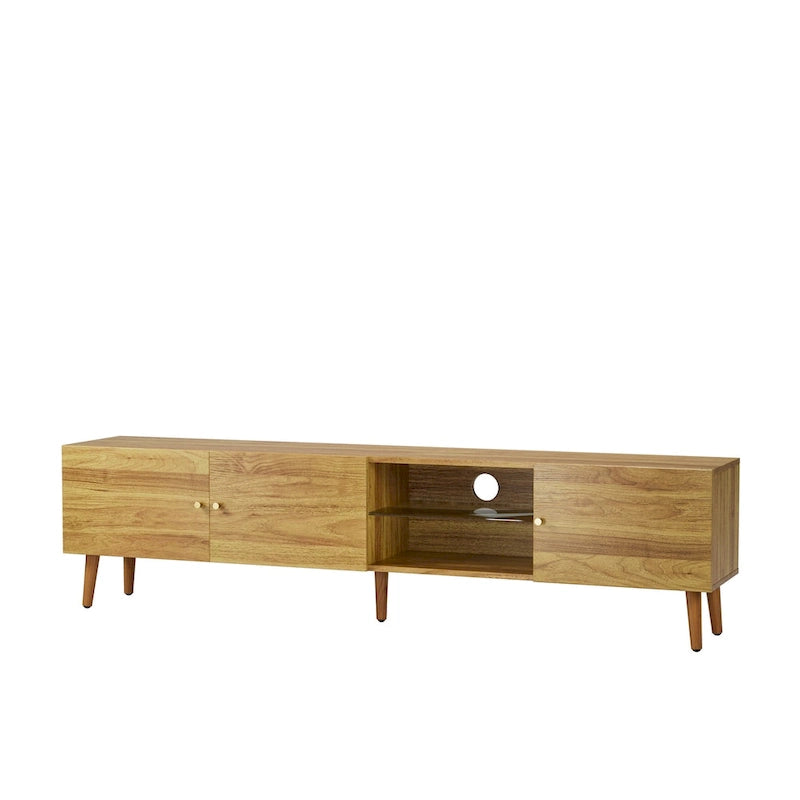 Meuble TV moderne du milieu du siècle de 70 pouces, meuble TV avec rangement, centre de divertissement pour salon et chambre à coucher, console média TV