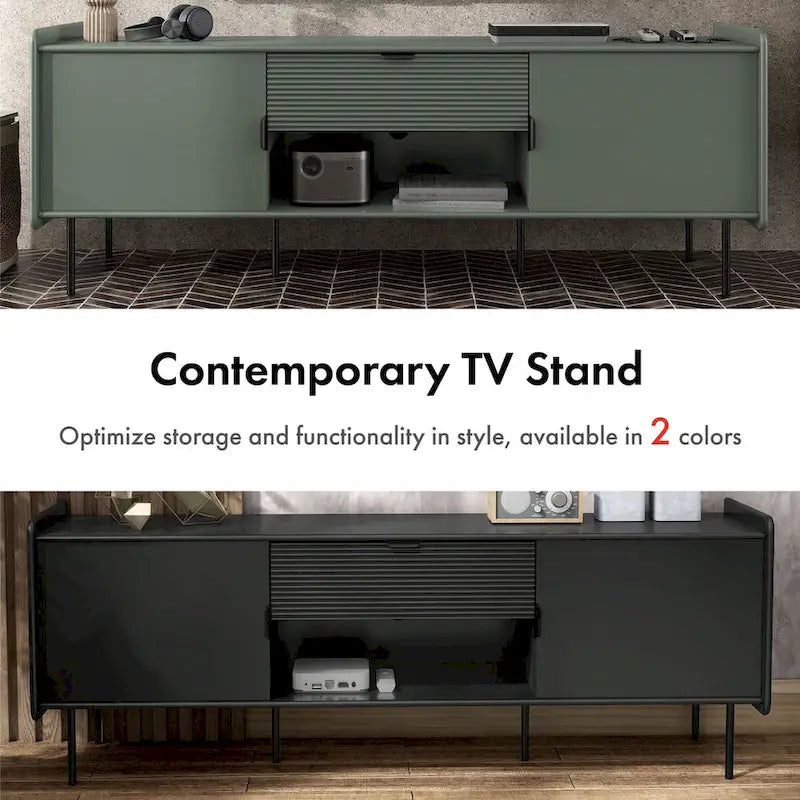 Meuble télé moderne Zaria 60 po de Furniture of America avec armoires de rangement et tiroir central