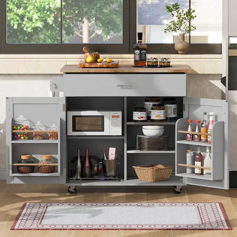 Îlot de cuisine roulant avec rangement