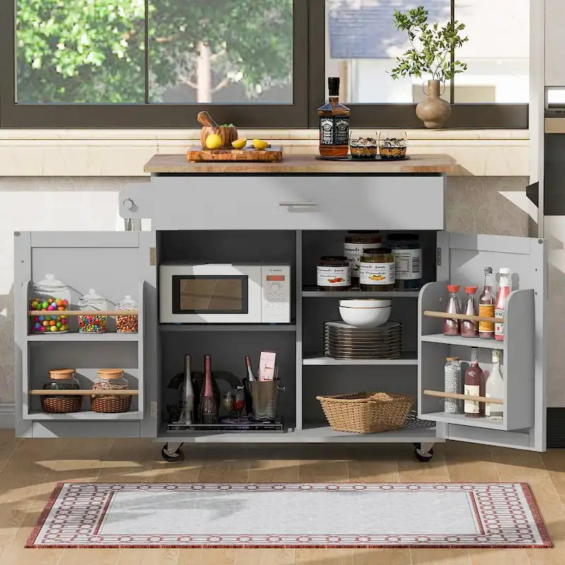 Îlot de cuisine roulant avec rangement