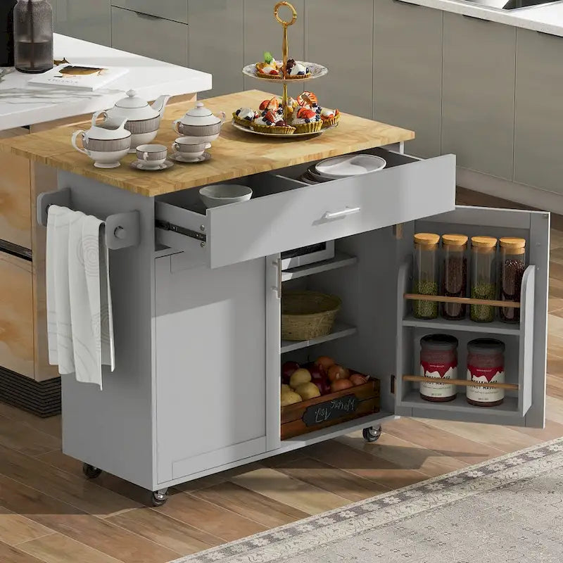 Îlot de cuisine roulant avec rangement