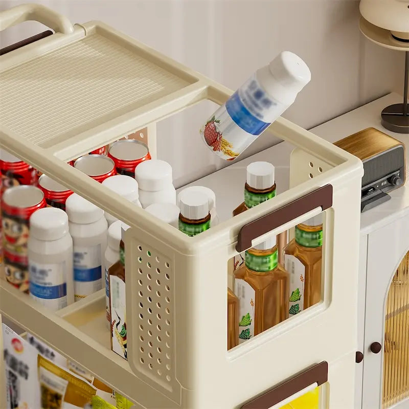 Chariot de rangement de cuisine à 3 niveaux, Organisateur de rangement roulant multifonctionnel