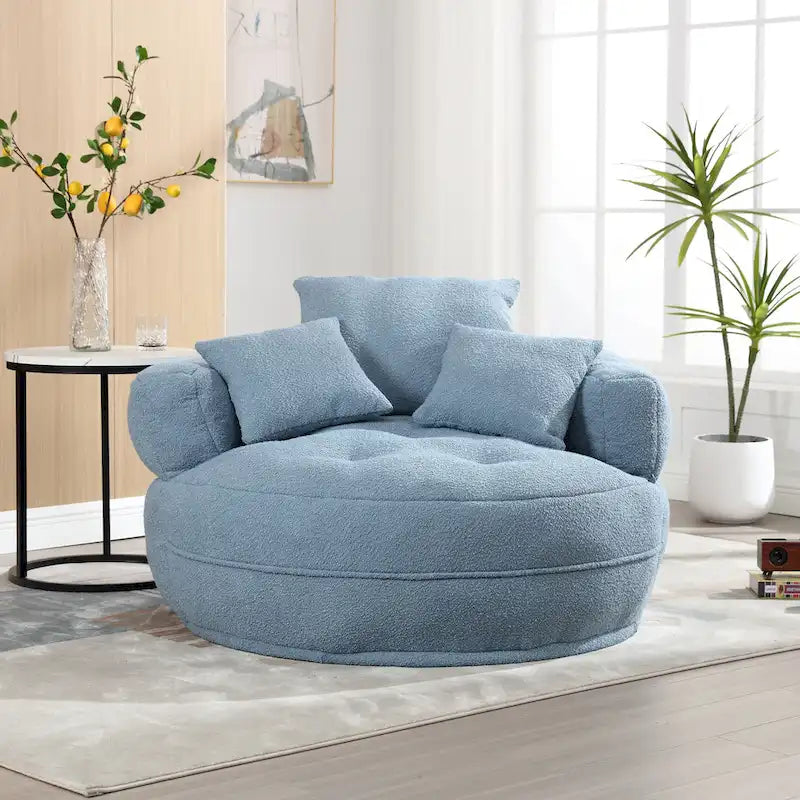 Fauteuil rond paresseux – Blanc/Bleu/Gris/Jaune/Orange/Rose fuchsia/Bleu marine/Vert, siège individuel et deux places