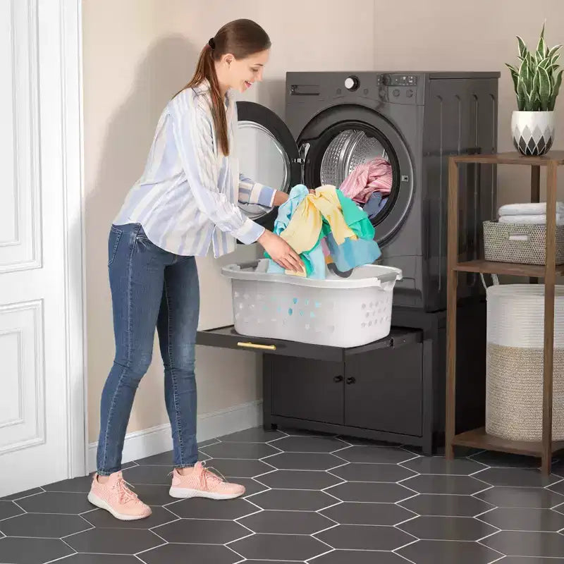 Socle robuste en métal pour lave-linge et sèche-linge noir / blanc – Unité simple, anti-vibration