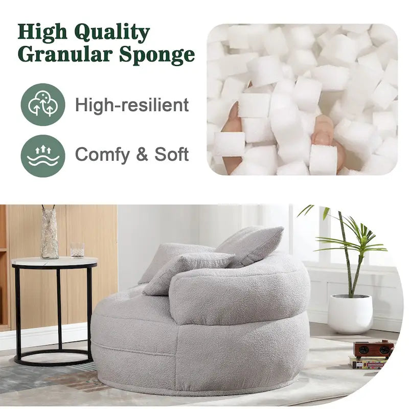 Fauteuil rond paresseux – Blanc/Bleu/Gris/Jaune/Orange/Rose fuchsia/Bleu marine/Vert, siège individuel et deux places