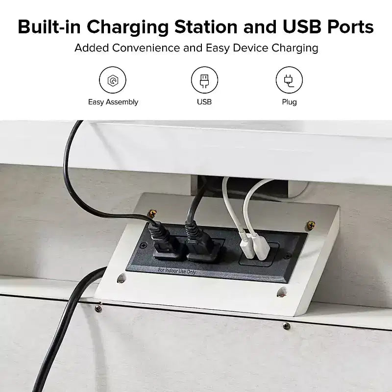 Table d'appoint Giorgio à 3 tiroirs avec prises intégrées, lot de 2 | HULALA HOME
