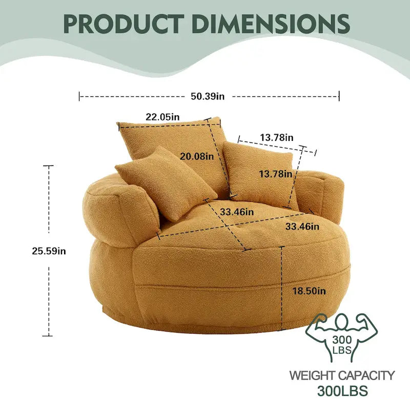 Fauteuil rond paresseux – Blanc/Bleu/Gris/Jaune/Orange/Rose fuchsia/Bleu marine/Vert, siège individuel et deux places