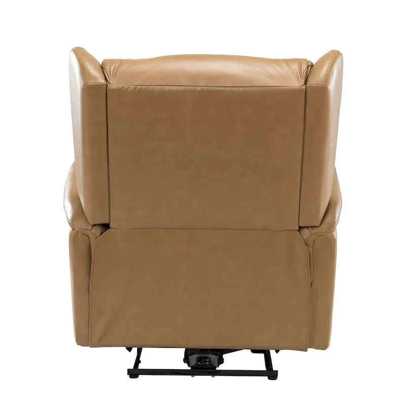 Fauteuil inclinable électrique en cuir véritable avec port USB – Dossier à oreilles et clous décoratifs, ensemble de 2