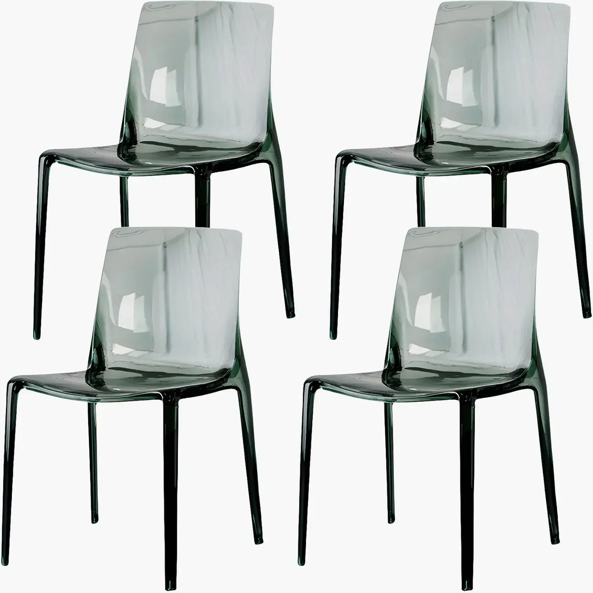 Chaise de salle à manger sans accoudoirs à dossier bas en acrylique ambre