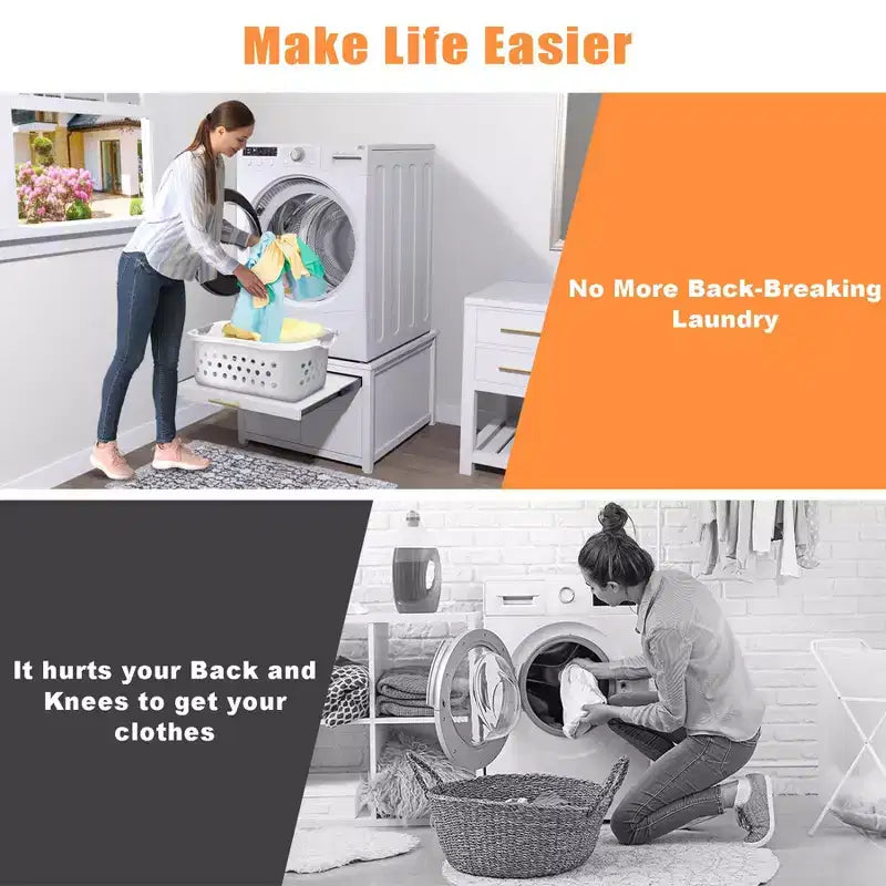 Socle robuste en métal pour lave-linge et sèche-linge noir / blanc – Unité simple, anti-vibration