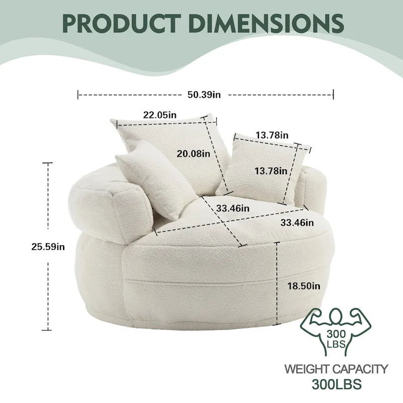 Fauteuil rond paresseux – Blanc/Bleu/Gris/Jaune/Orange/Rose fuchsia/Bleu marine/Vert, siège individuel et deux places