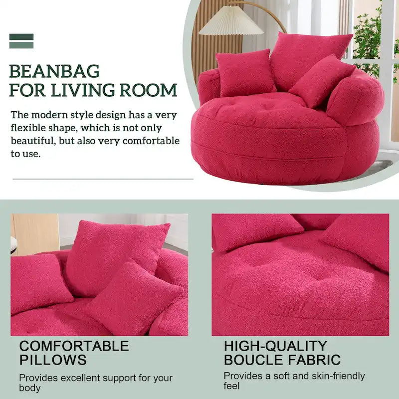 Fauteuil rond paresseux – Blanc/Bleu/Gris/Jaune/Orange/Rose fuchsia/Bleu marine/Vert, siège individuel et deux places