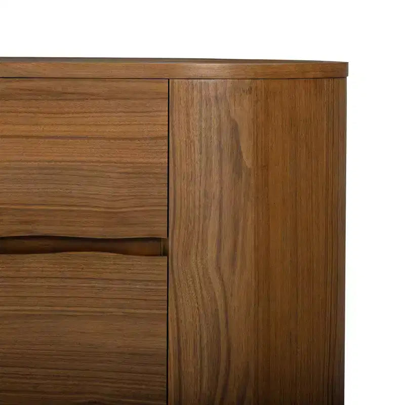 Commode moderne à 6 tiroirs avec plateau Live Edge, piètement en métal et construction en bois mélangé durable