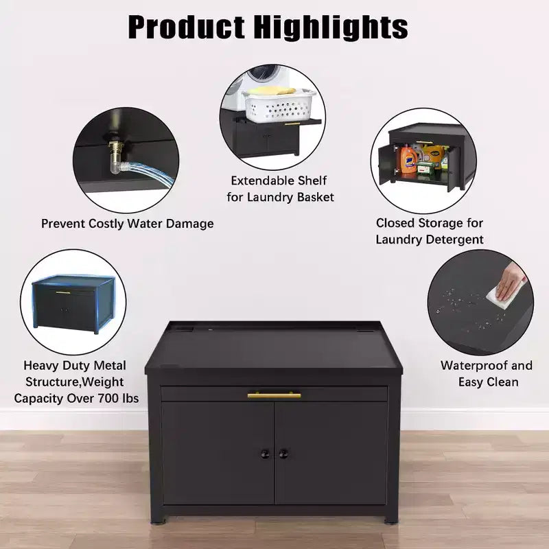 Socle robuste en métal pour lave-linge et sèche-linge noir / blanc – Unité simple, anti-vibration