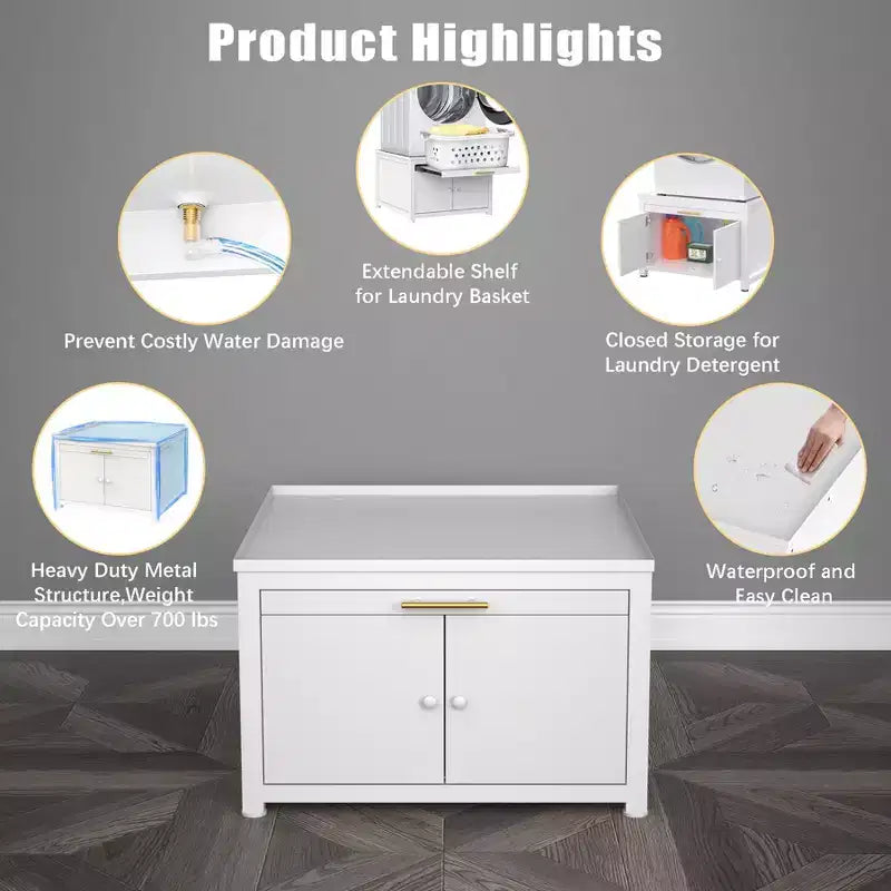 Socle robuste en métal pour lave-linge et sèche-linge noir / blanc – Unité simple, anti-vibration