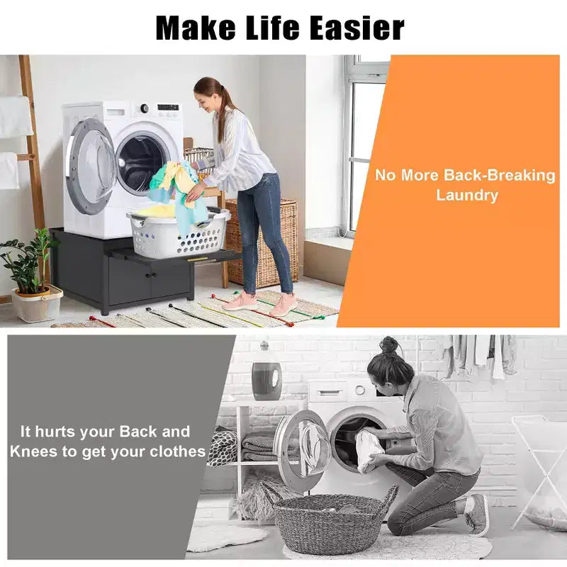 Socle robuste en métal pour lave-linge et sèche-linge noir / blanc – Unité simple, anti-vibration