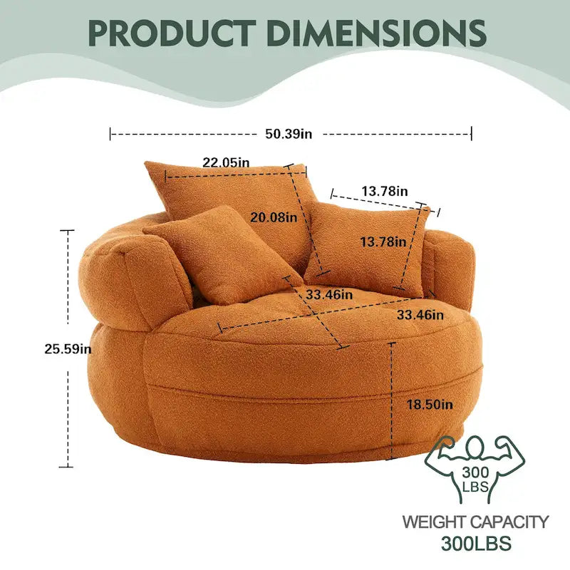 Fauteuil rond paresseux – Blanc/Bleu/Gris/Jaune/Orange/Rose fuchsia/Bleu marine/Vert, siège individuel et deux places