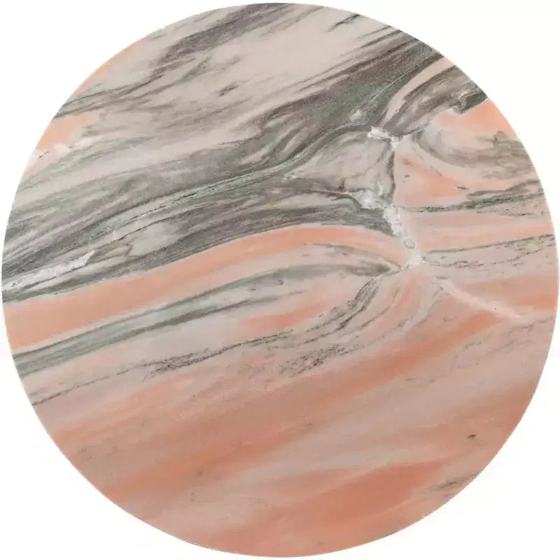 Table basse ronde en marbre avec pieds sphériques, multicolore, 4 places